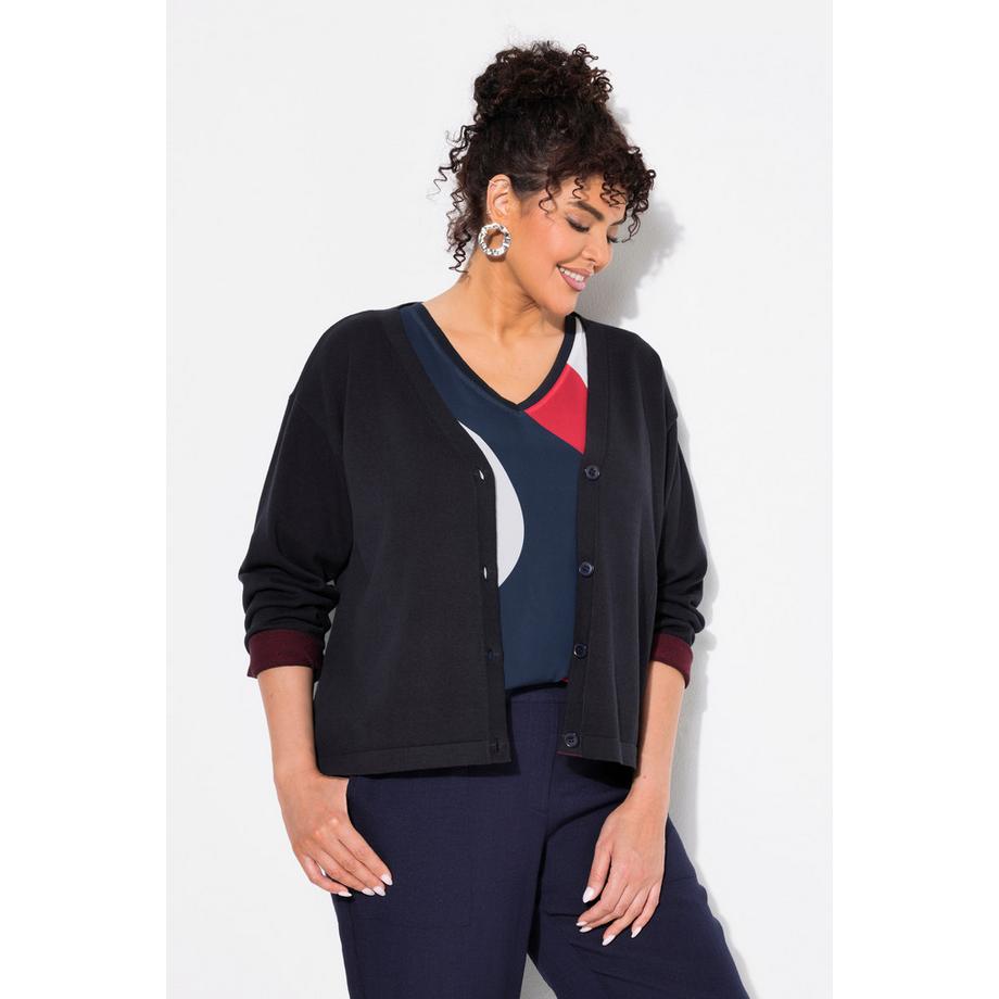 Ulla Popken Cardigan Doubleface Scollo V Maniche Lunghe  