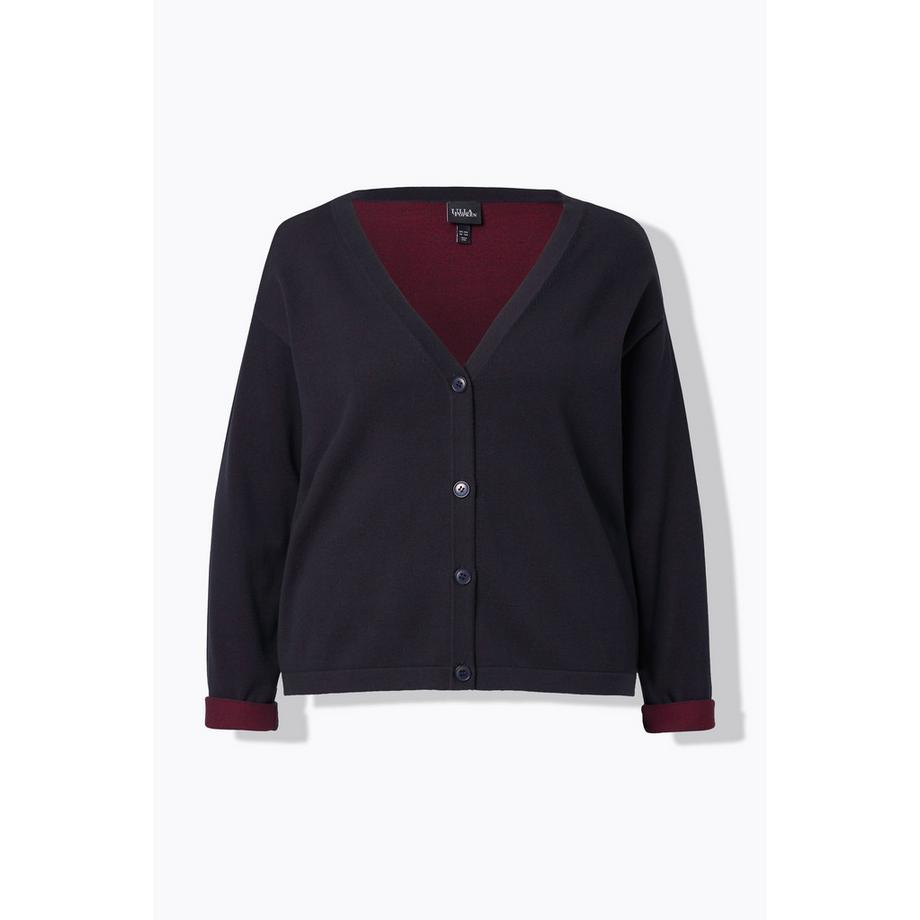 Ulla Popken Cardigan Doubleface Scollo V Maniche Lunghe  