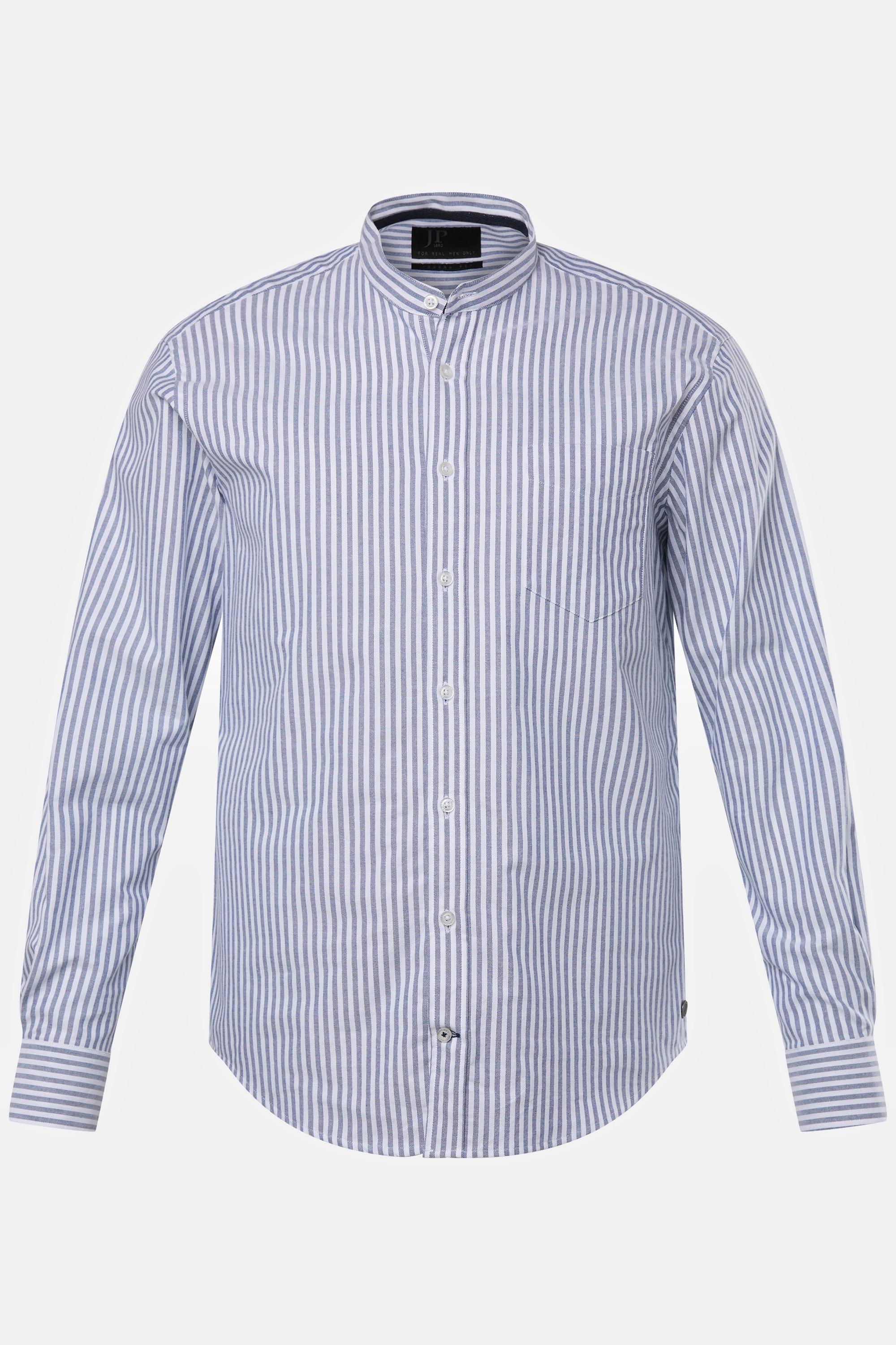 JP1880  Camicia in Oxford dalla vestibilità moderna con maniche lunghe e colletto alla coreana, fino alla tg. 8XL 