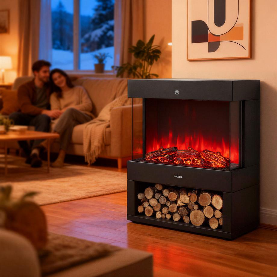 Tectake Caminetto elettrico  Leora 2 livelli di potenza: 900 W e 1800 W  
