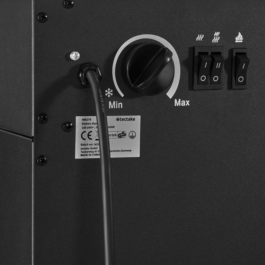 Tectake Caminetto elettrico  Leora 2 livelli di potenza: 900 W e 1800 W  