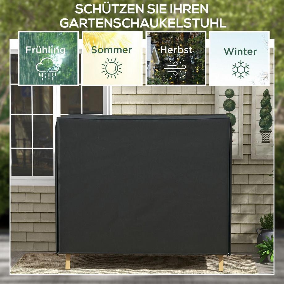 Northio Hollywoodschaukel Abdeckung wasserfest Schutzhülle für Gartenschaukel mit UV-Schutz Oxford Schwarz 220 x 125 x 172 cm  