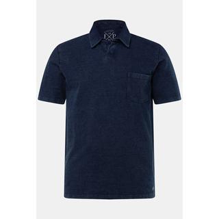 JP1880  Maglia polo di piqué con effetto jeans e mezze maniche dark blue denim 