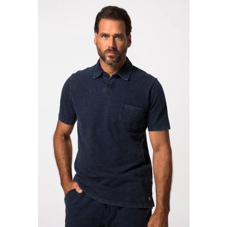 JP1880  Maglia polo di piqué con effetto jeans e mezze maniche dark blue denim 