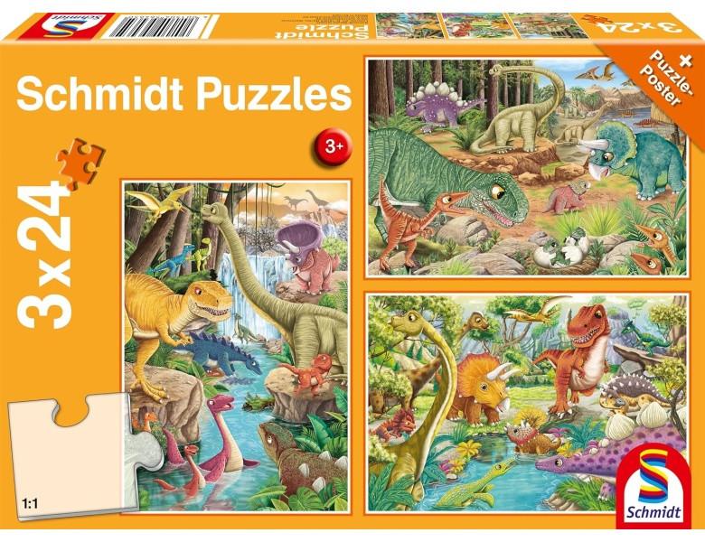 Schmidt  Puzzle Spass mit den Dinosauriern (3x24) 