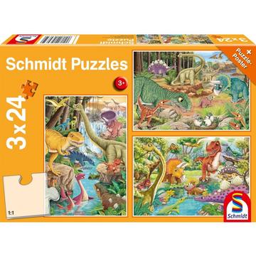 Puzzle Spass mit den Dinosauriern (3x24)