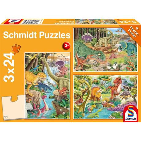 Schmidt  Puzzle Spass mit den Dinosauriern (3x24) 