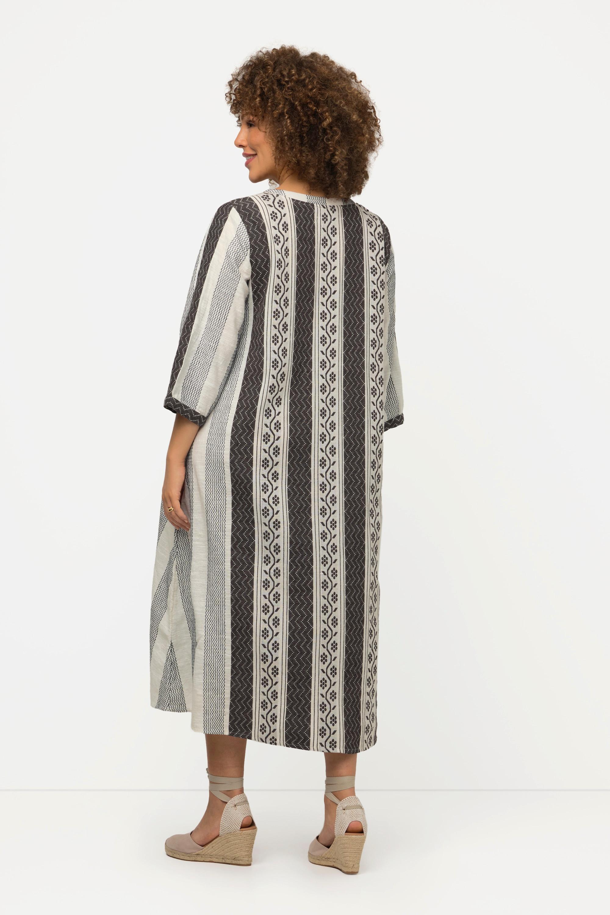 Ulla Popken  Kaftan, Ethnomuster, A-Linie, Tunika-Ausschnitt, 3/4-Arm 