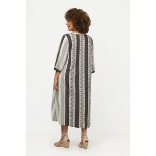 Ulla Popken  Kaftan, Ethnomuster, A-Linie, Tunika-Ausschnitt, 3/4-Arm 