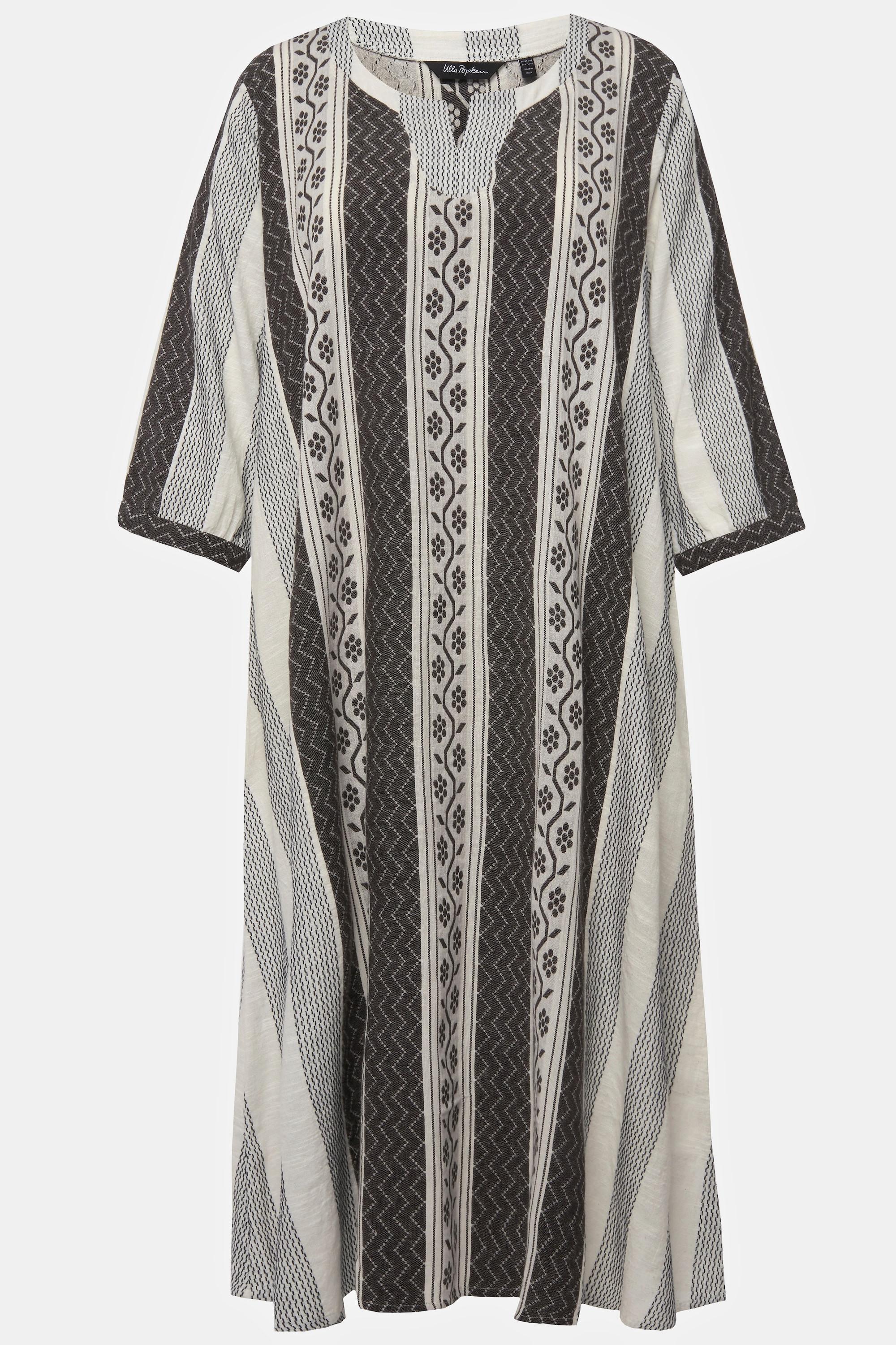 Ulla Popken  Kaftan, Ethnomuster, A-Linie, Tunika-Ausschnitt, 3/4-Arm 