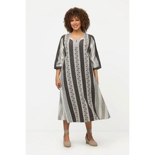 Ulla Popken  Kaftan, Ethnomuster, A-Linie, Tunika-Ausschnitt, 3/4-Arm 