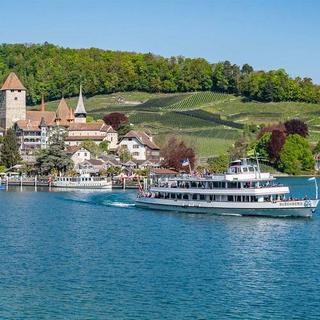 Geschenkidee  Frühstücken im Schloss Spiez & Schifffahrt 1. Klasse auf dem Thunersee (für 2 Personen) 