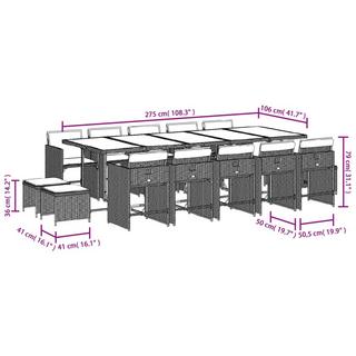 VidaXL Ensemble de salle à manger de jardin rotin synthétique  