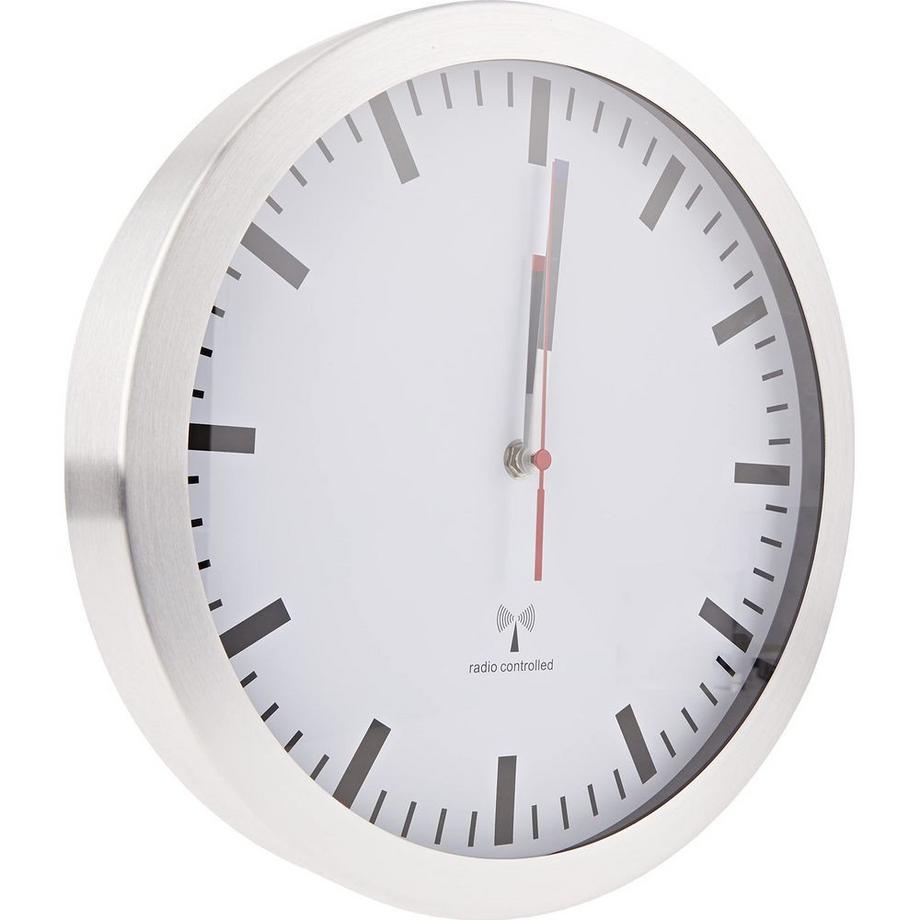 TFA Dostmann Analoge Funk-Wanduhr mit Aluminium-Rahmen  