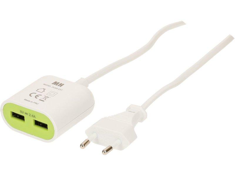 Image of WAGO Wago USB Ladegerät 2.4A mit Zuleitung weiss Weiß Indoor