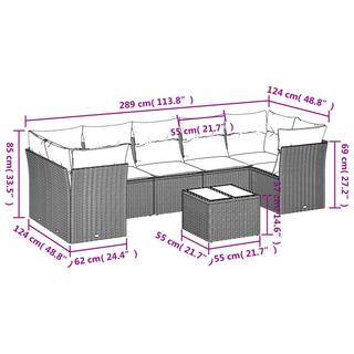 VidaXL Ensemble de canapés de jardin rotin synthétique  