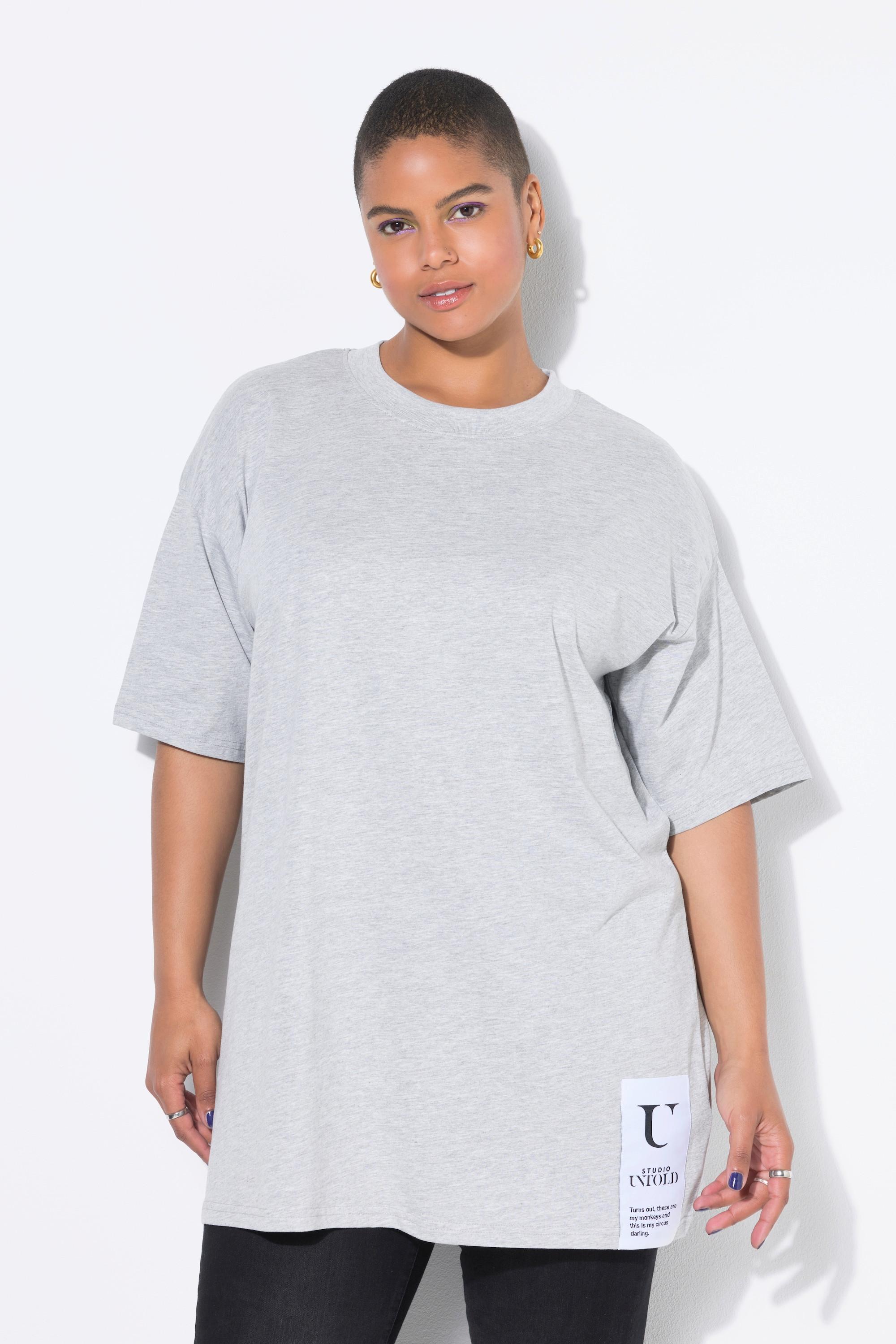 Studio Untold T-Shirt Oversize Manches Courtes avec Patch sur l'Ourlet  