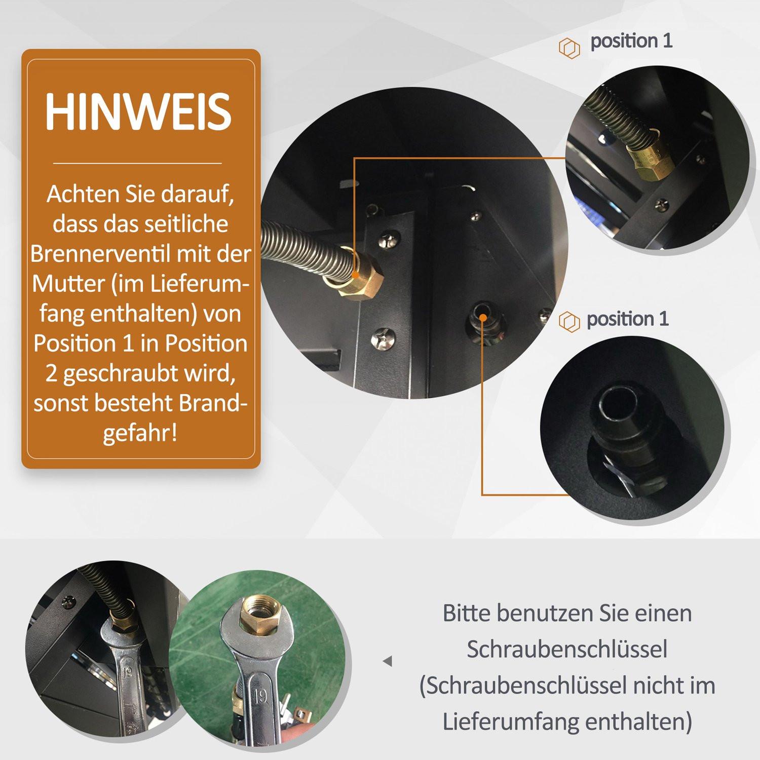 Northio Gasgrill Bbq Grillwagen Mit 6 Brennern 1 Seitenbrenner Schrank Multifunktion Metall Schwarz 135 X 50 X 100 Cm  