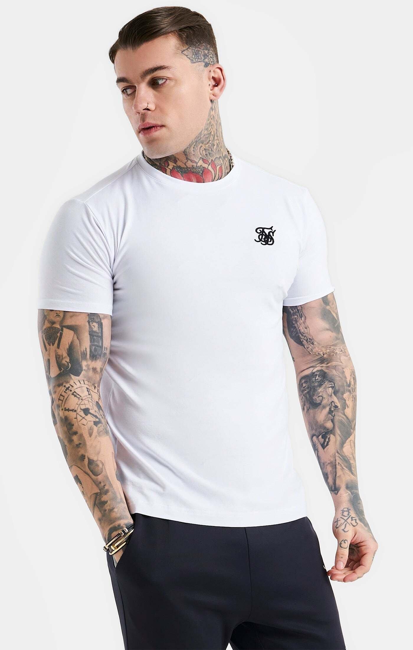 Sik Silk  T-Shirts White Essential Short Sleeve Muscle Fit T-Shirt 