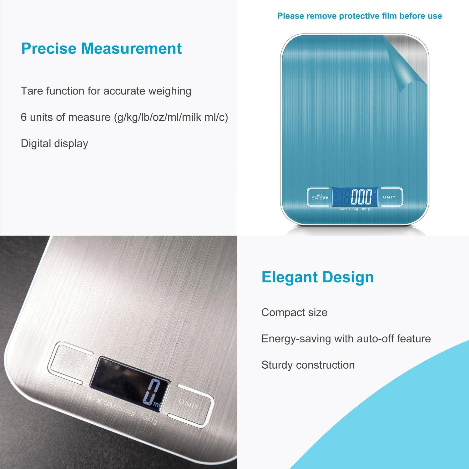 Intirilife Balance de cuisine numérique avec fonction tare  