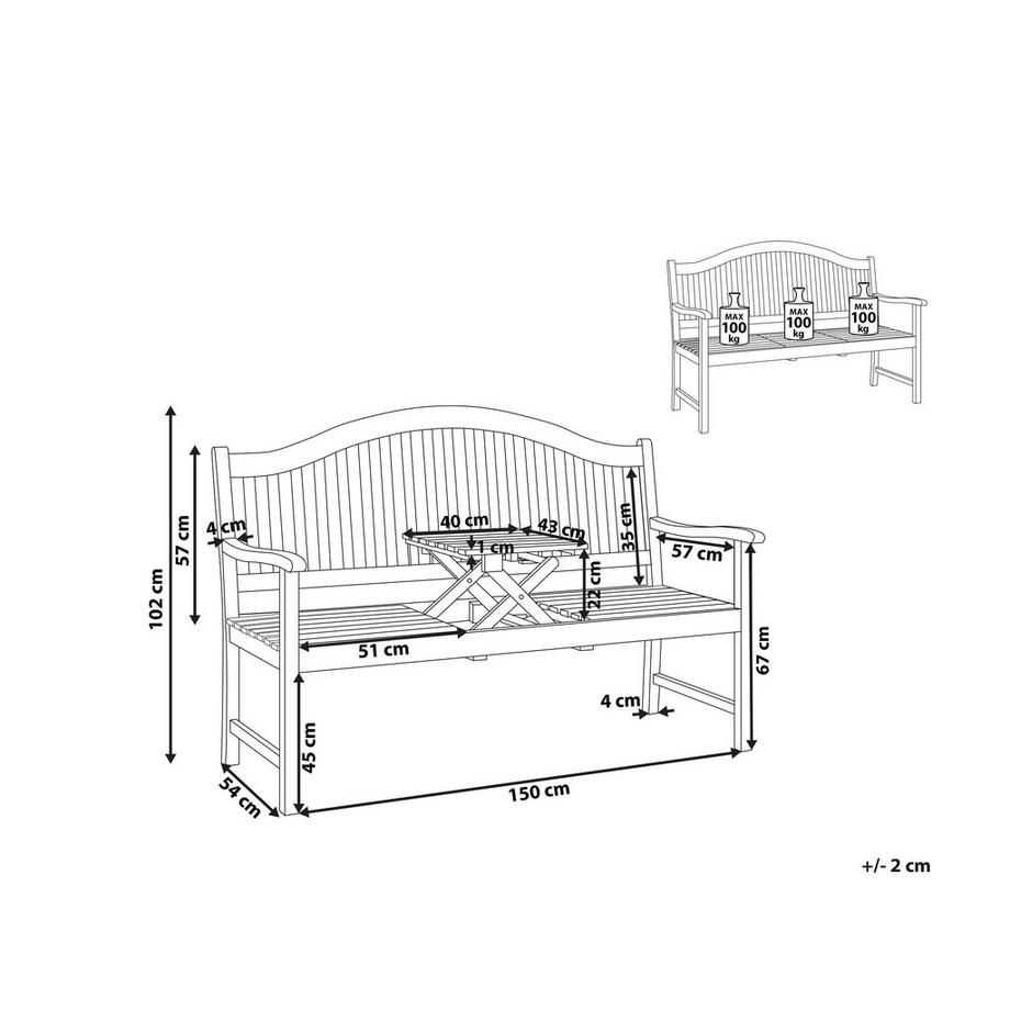 Beliani Gartenbank aus Akazienholz Klassisch HILO  