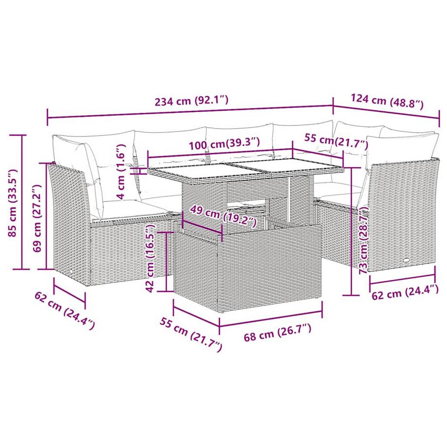 VidaXL Garten sofagarnitur poly-rattan  