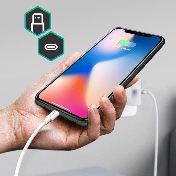 Avizar  Câble USB-C vers Lightning 20W Blanc 