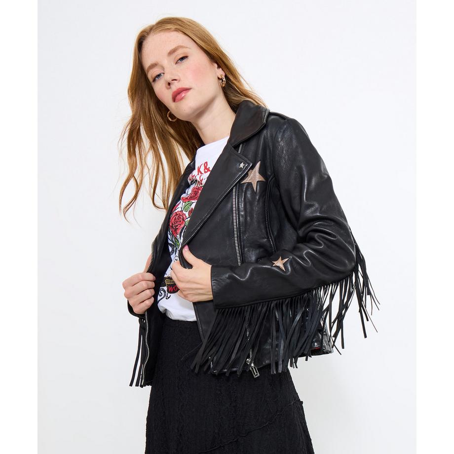 Blouson motard en cuir audacieux