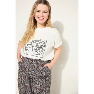 Studio Untold  T-Shirt, Rundhals, gesticktes Frauen-Motiv 