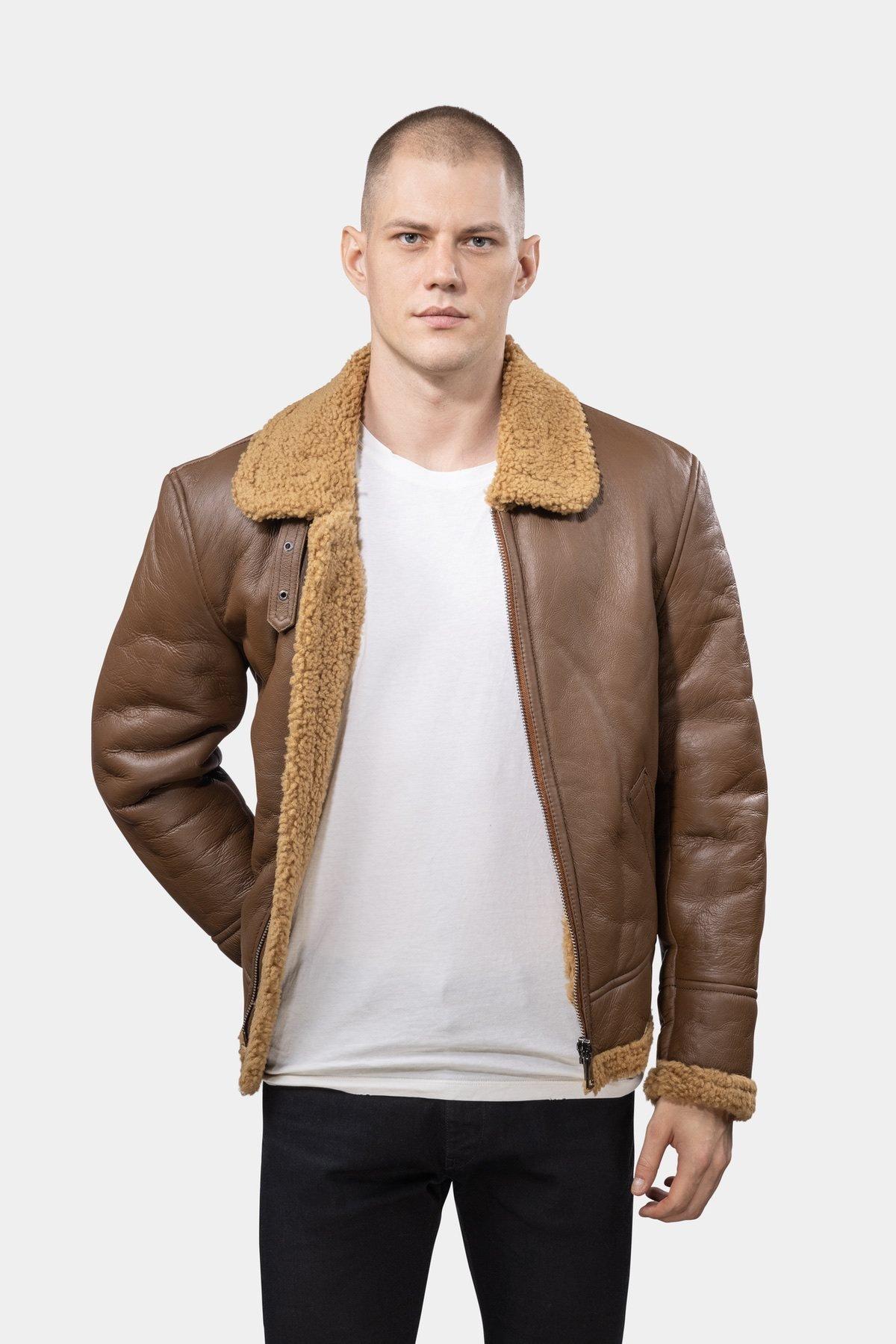 GÖTTIG.  Blouson en cuir Shearling Aviator B3 - Camel 