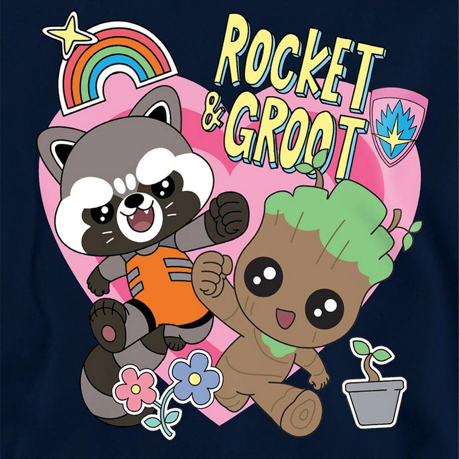 Guardians Of The Galaxy  Bff Felpa Con Cappuccio Rocket E Groot Da Indossare 