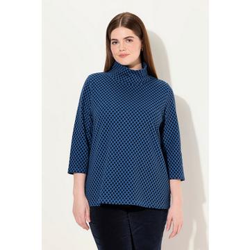 Sweatshirt, Jacquard, Stehkragen, 3/4-Arm, Biobaumwolle