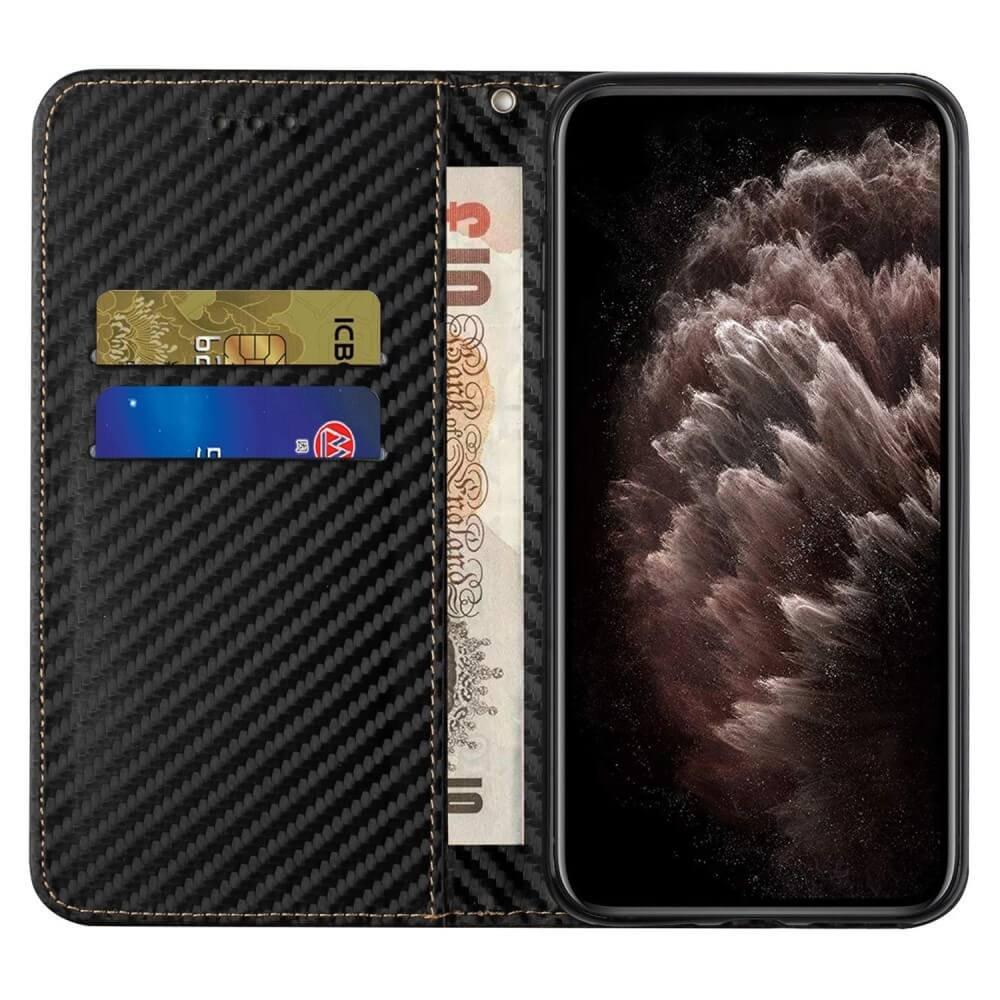 Cover-Discount  iPhone 15 Pro - Etui Flip Look carbone 