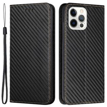 iPhone 15 Pro - Custodia Flip Carbon Look