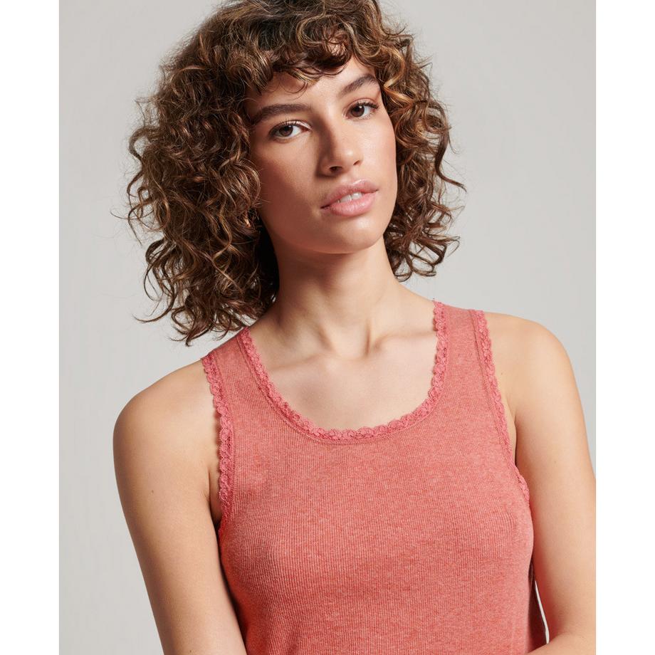 Superdry tanktop mit spitzenbordüre  
