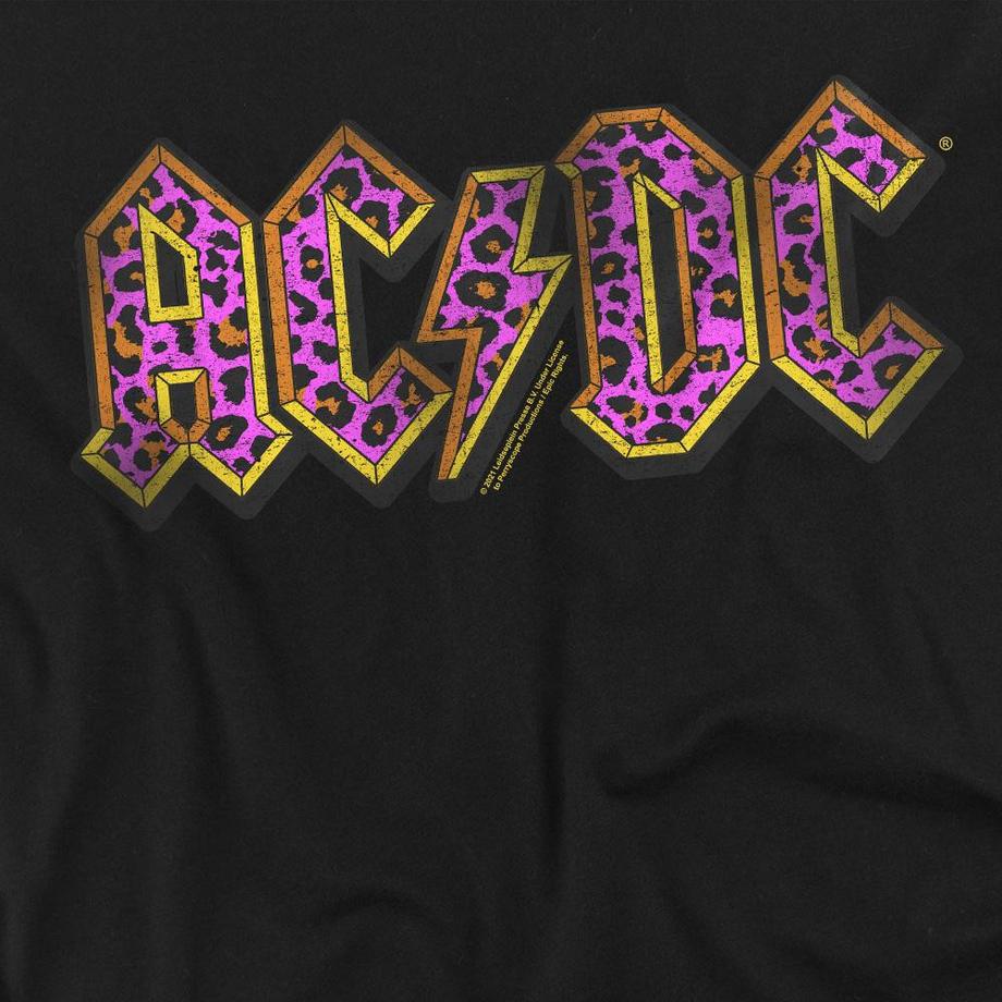 AC/DC Leopard Print Logo Langarm T-Shirt  