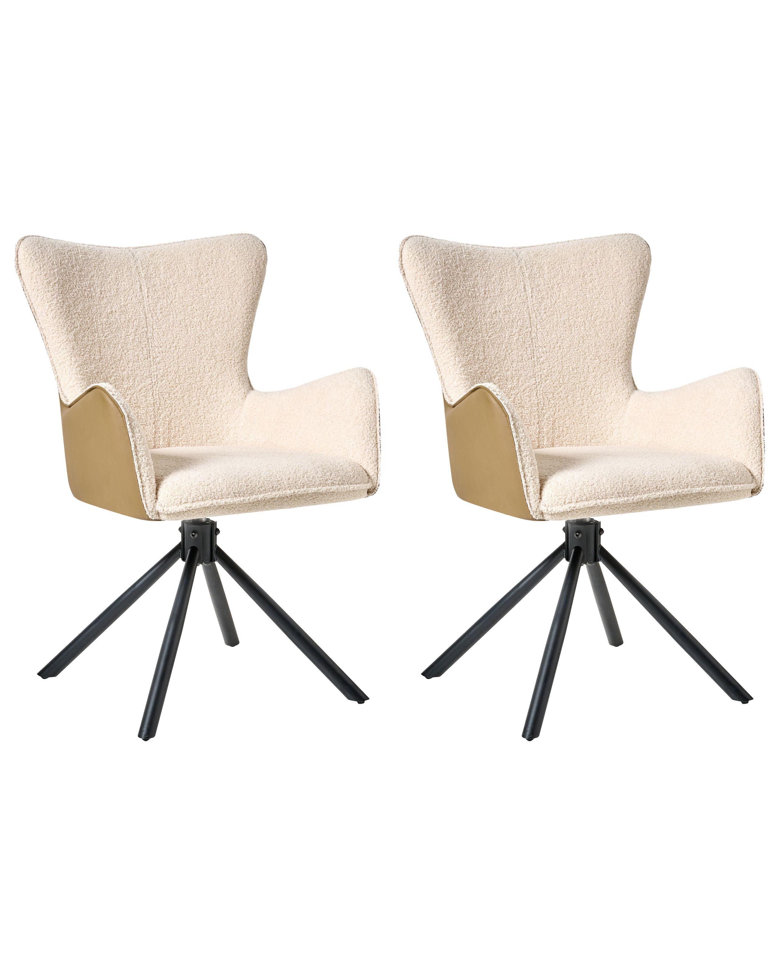 Beliani Esszimmerstuhl 2er Set aus Bouclé Modern NOVI  