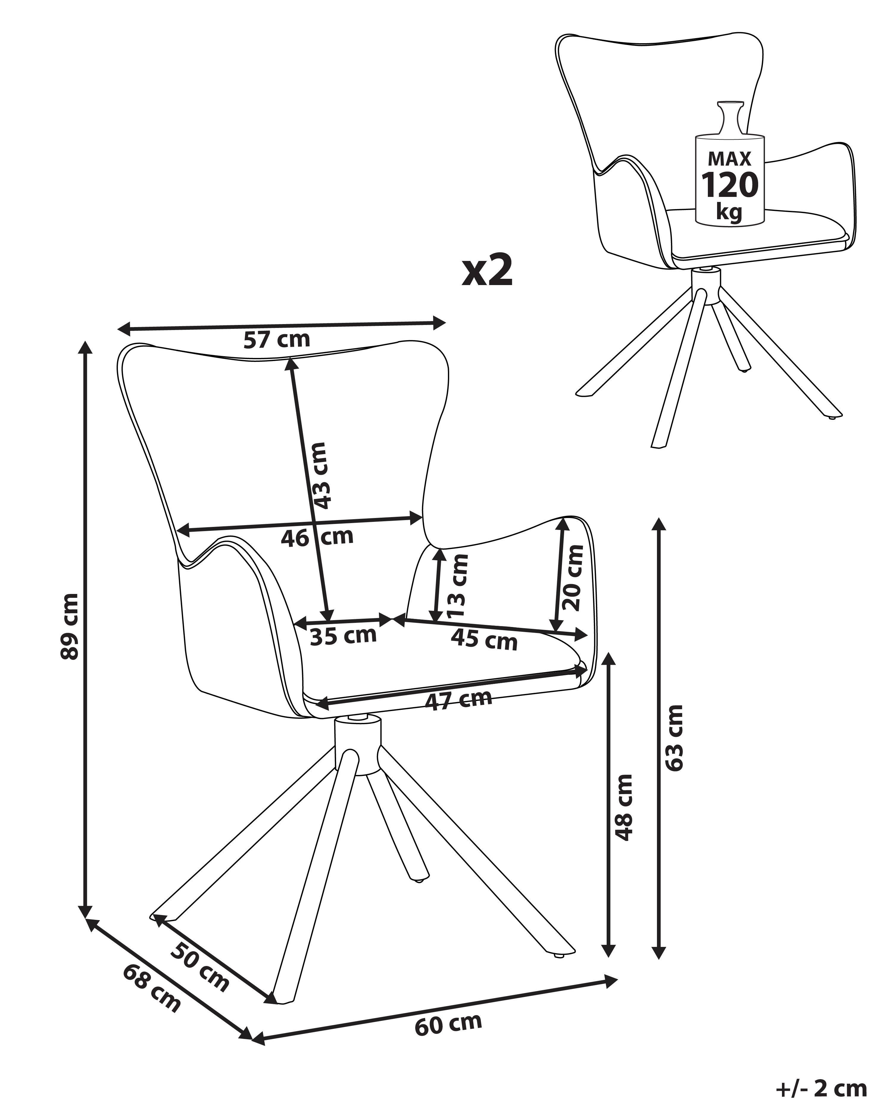 Beliani Esszimmerstuhl 2er Set aus Bouclé Modern NOVI  