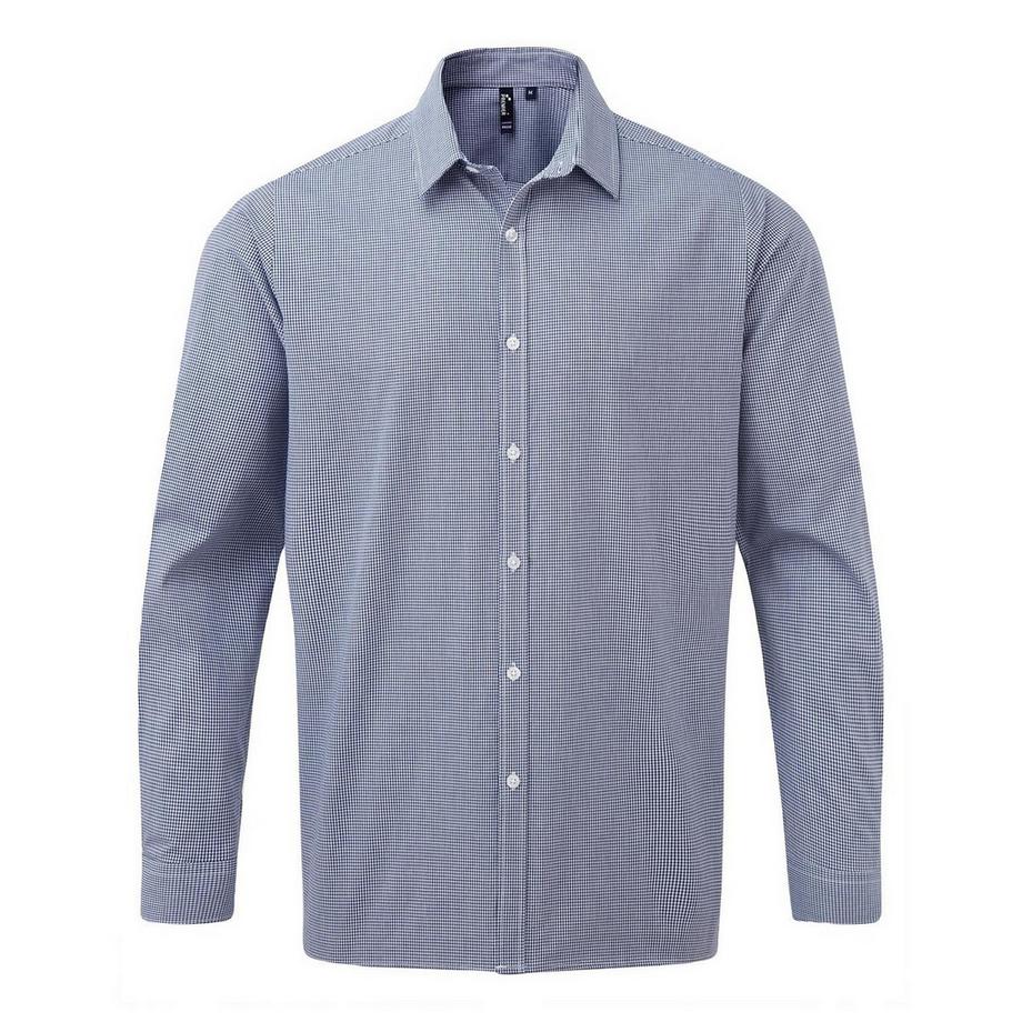Gingham Camicia A Micro Quadretti Manica Lunga