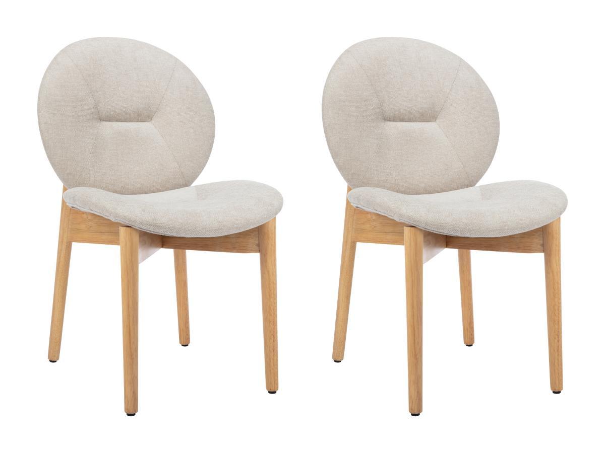Vente-unique Sedia in Tessuto e Legno di hevea Beige - Lotto di 2 - ISADIO  