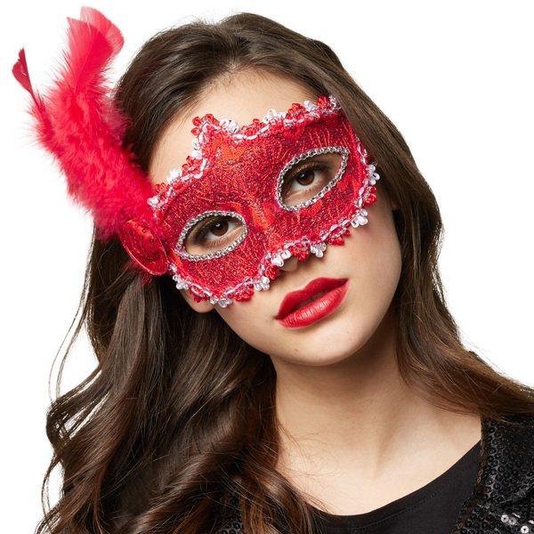 Tectake  Masque vénitien avec une plume sur le côté 