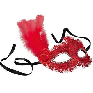 Tectake  Masque vénitien avec une plume sur le côté 