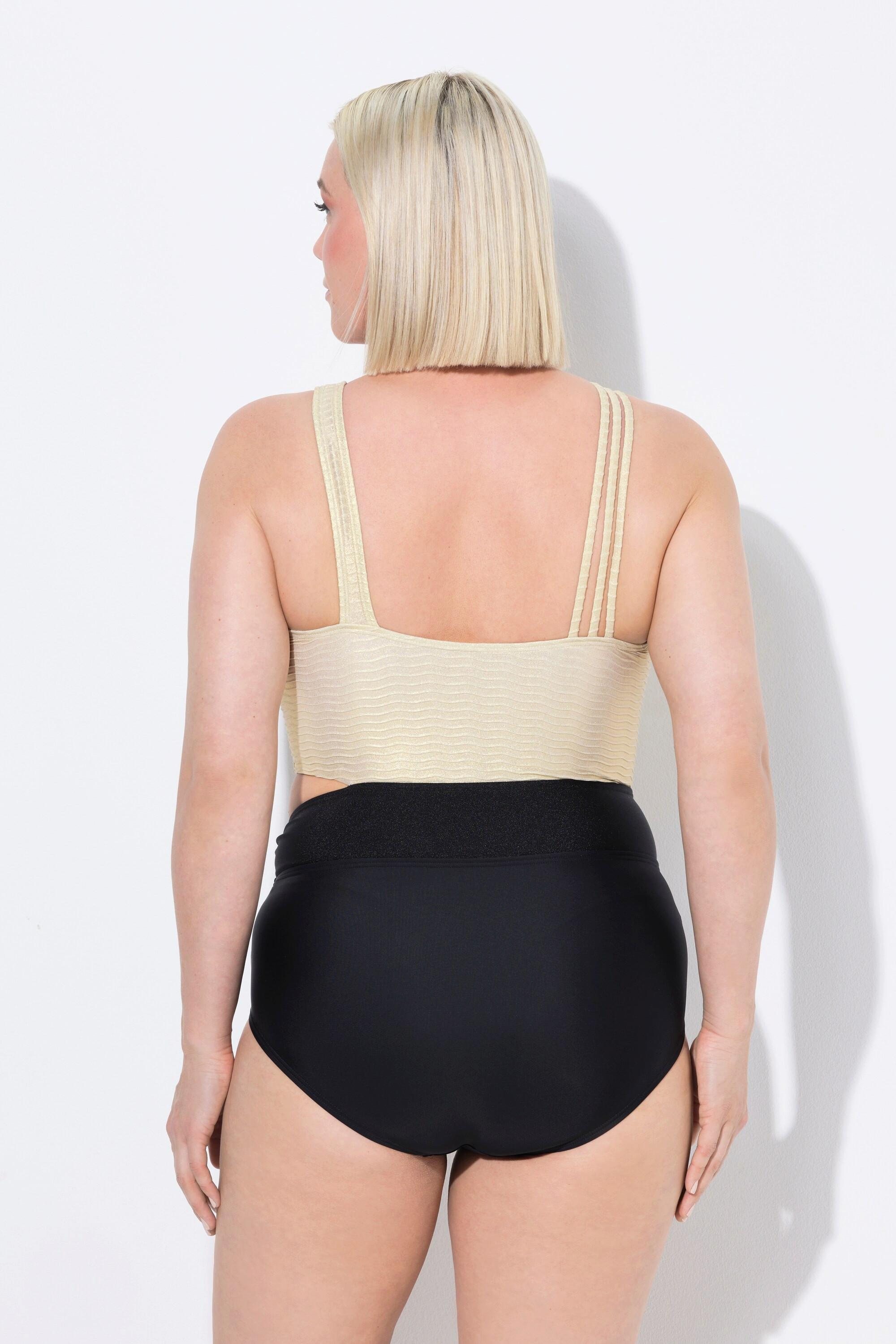 Ulla Popken Costume da bagno Coppe Morbide Cut-Out Laterale Motivo Onde  