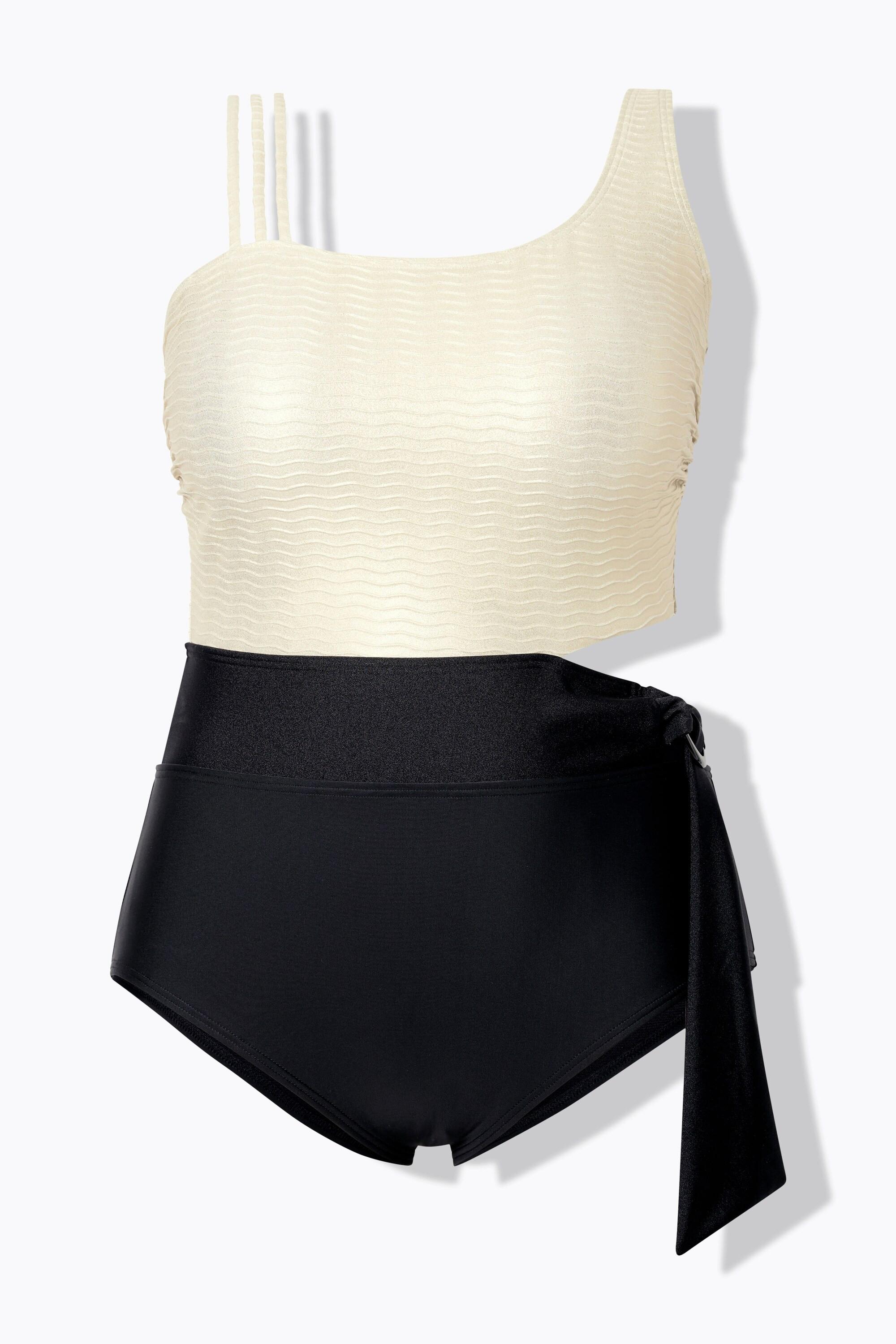 Ulla Popken Costume da bagno Coppe Morbide Cut-Out Laterale Motivo Onde  