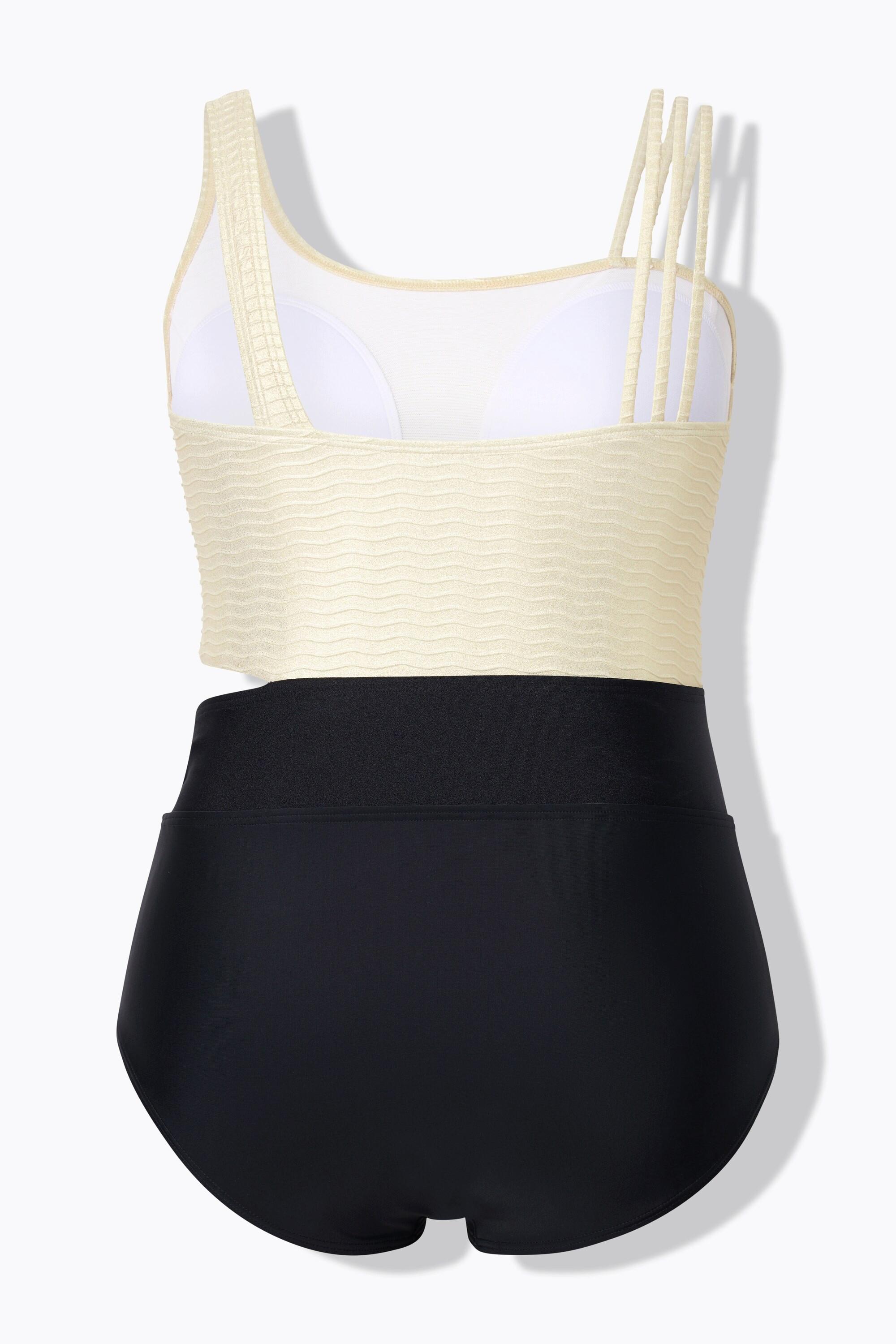 Ulla Popken Costume da bagno Coppe Morbide Cut-Out Laterale Motivo Onde  