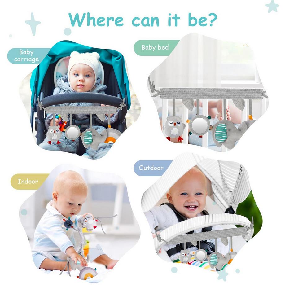 Activity-board  Jouet de carrosse pour bébé, chaîne d'activité en spirale pour bébé, jouet suspendu pour bébé, spirale en tissu pour saisir et sentir avec une cloche 