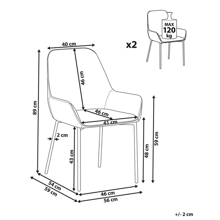 Beliani Set di 2 sedie da pranzo en Velluto Moderno LOVERNA  