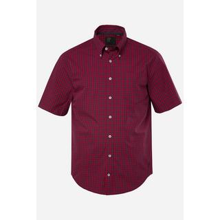 JP1880  Camicia a quadri dalla vestibilità moderna in tradizionale stile Tracht con mezze maniche e colletto button-down rosso ciliegia scuro 