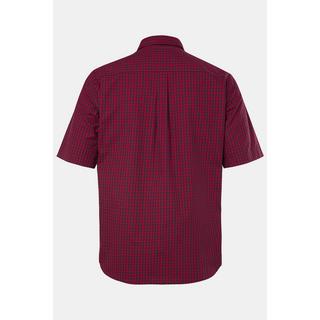 JP1880  Camicia a quadri dalla vestibilità moderna in tradizionale stile Tracht con mezze maniche e colletto button-down rosso ciliegia scuro 