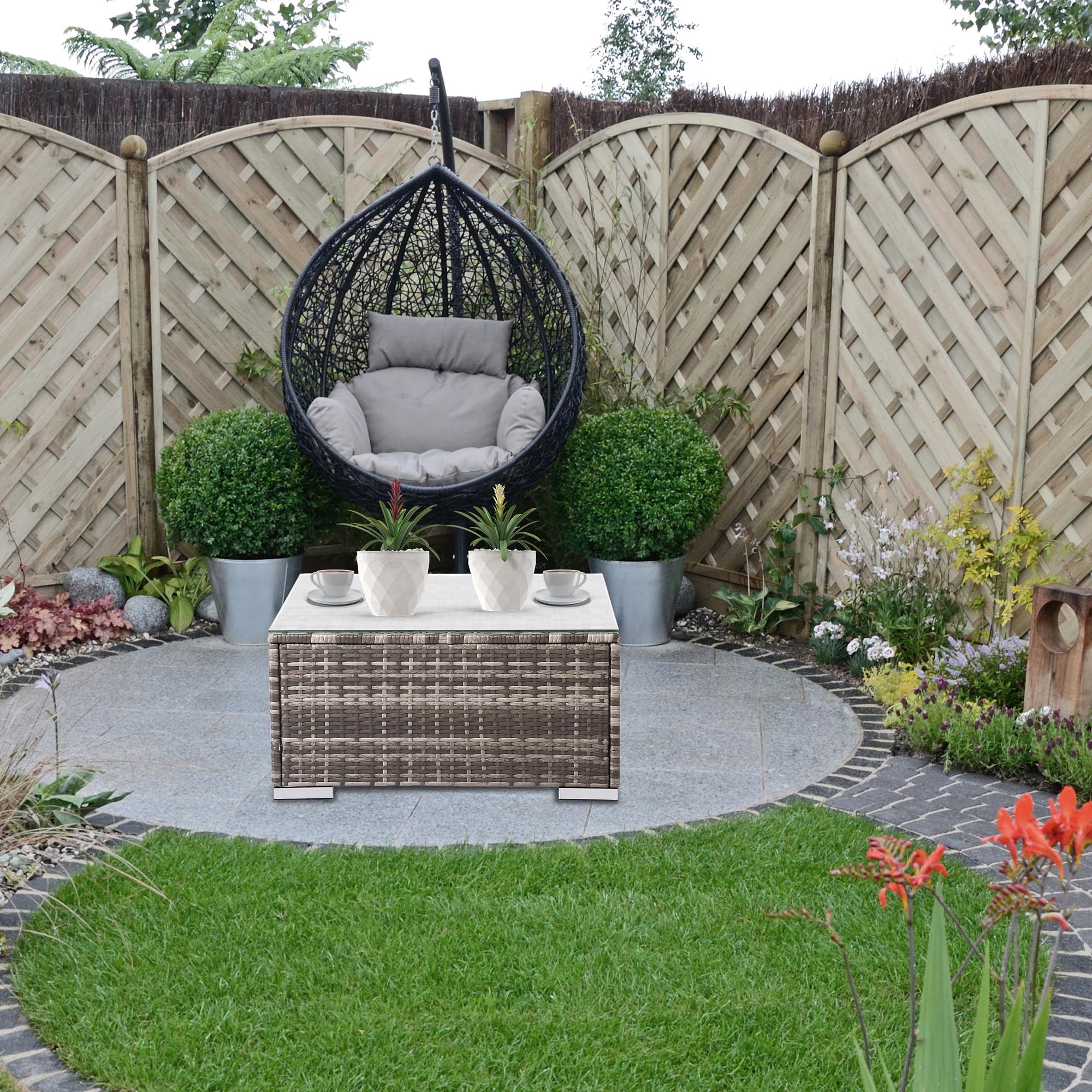 Arebos Polyrattan Glastisch Kaffeetisch Beistelltisch Gartentisch  